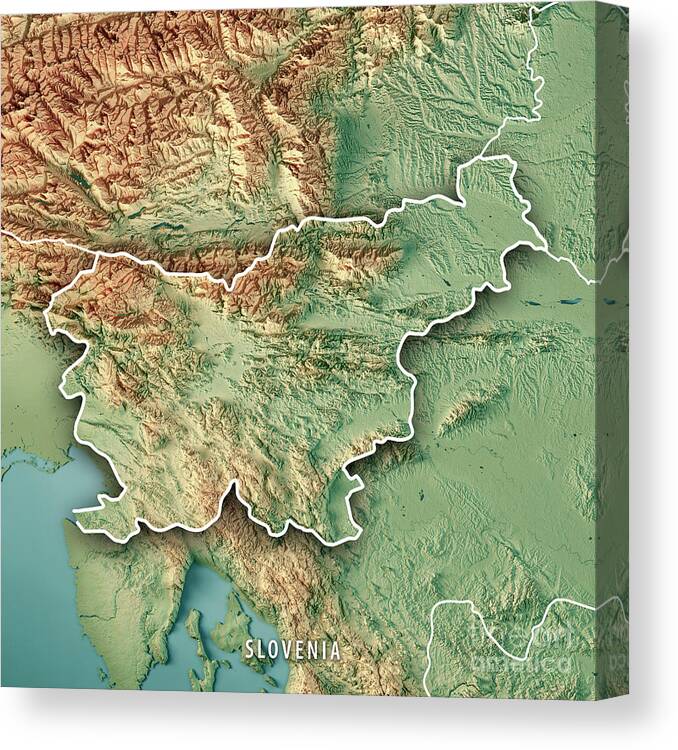 Slovenia Country 3D Render Topographic Map Border Canvas Print / Canvas Art  by Frank Ramspott - Fine Art America