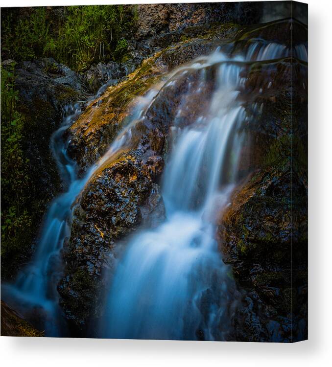 Waterfall Canvas Print featuring the photograph Small Mountain Stream Falls by Chris McKenna