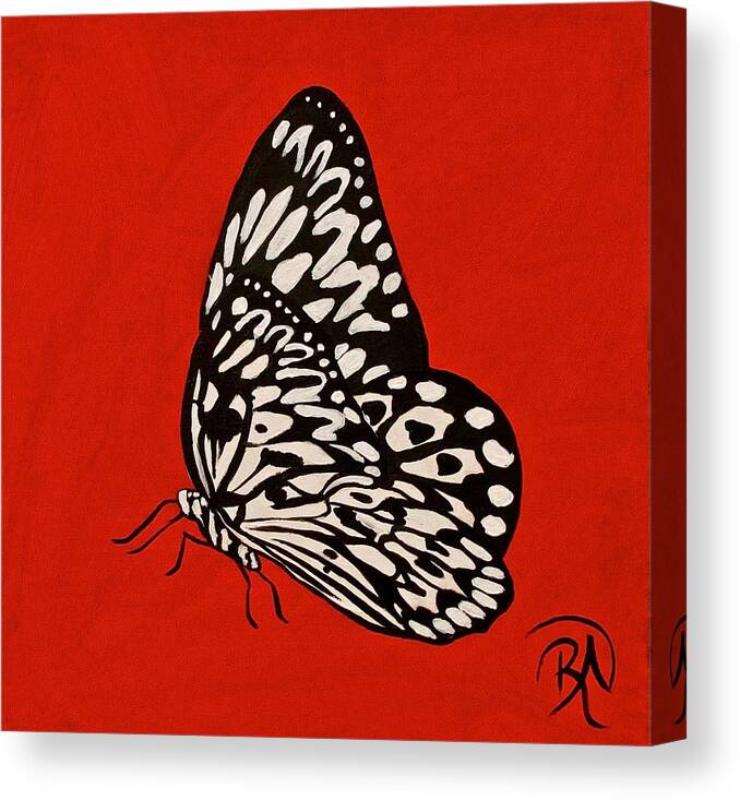 Red Canvas Print featuring the painting Small Paper Kite on Red by Renee Noel