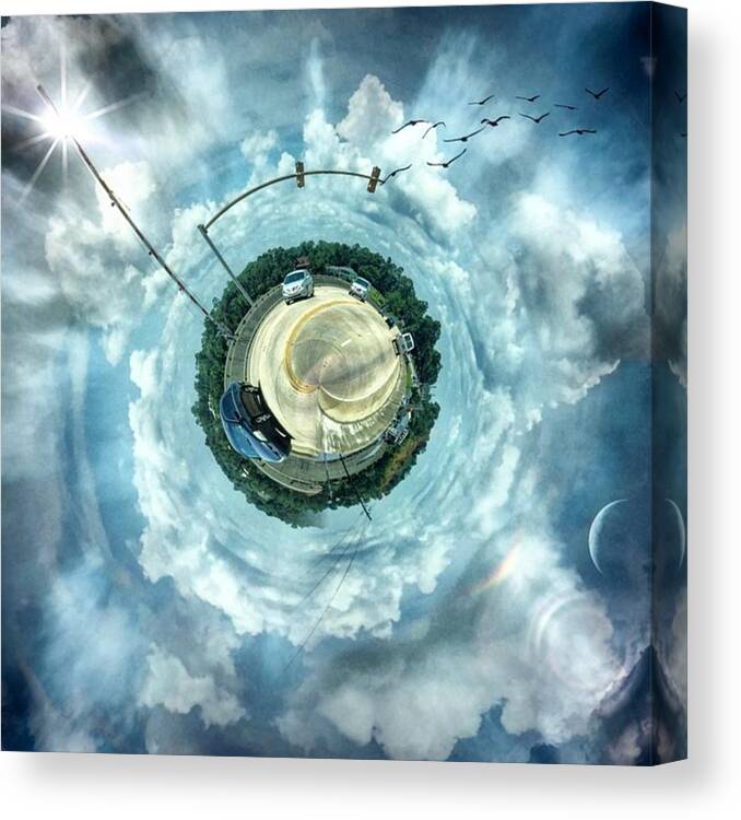 Clouds Canvas Print featuring the photograph Small World #circular #tinyworld by Joan McCool