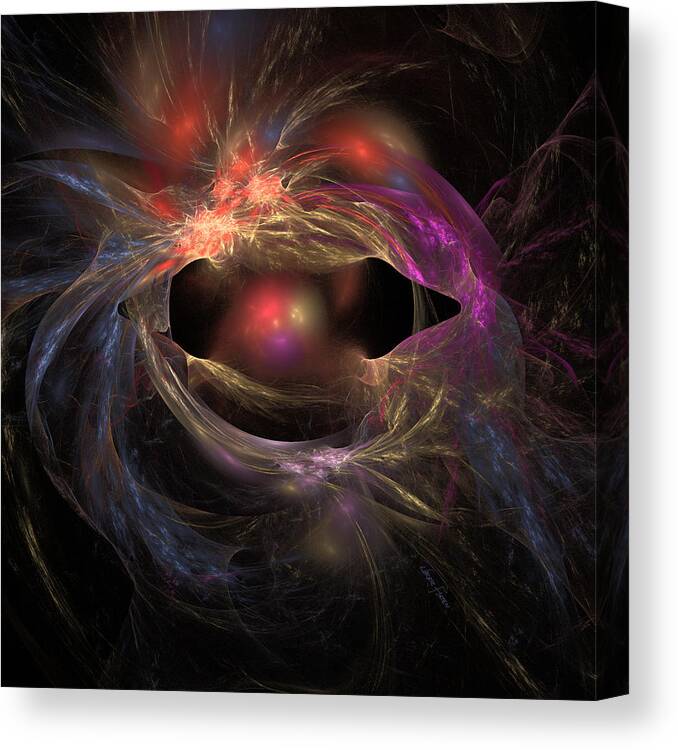 Smile Red Purple Abstract Fractal Fun Blue Modern Party Black Gold Yellow Brown Happy Lavender Cute Signed Jackie Flaten 333 All All Canvas Prints Canvas Print featuring the painting Smile by Jackie Flaten