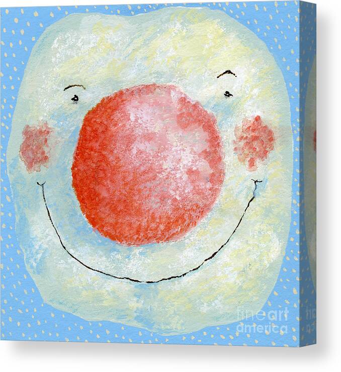 Snow; Red Nose; Snowman; Christmas; Festive; Face; Smile; Celebration; Christmas Canvas Print featuring the painting Smiling snowman by David Cooke
