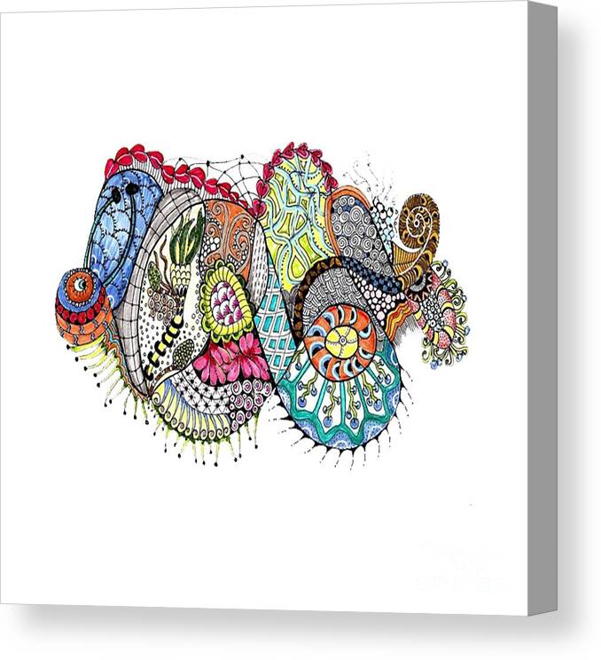 Zentangles Canvas Print featuring the mixed media Snails Pace by Ruth Dailey