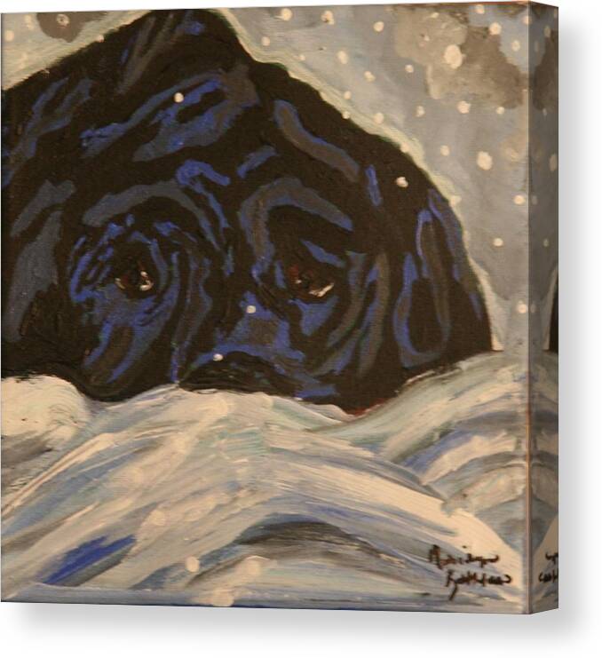 Labrador Retriever Canvas Print featuring the painting Snow Day by Marilyn Quigley