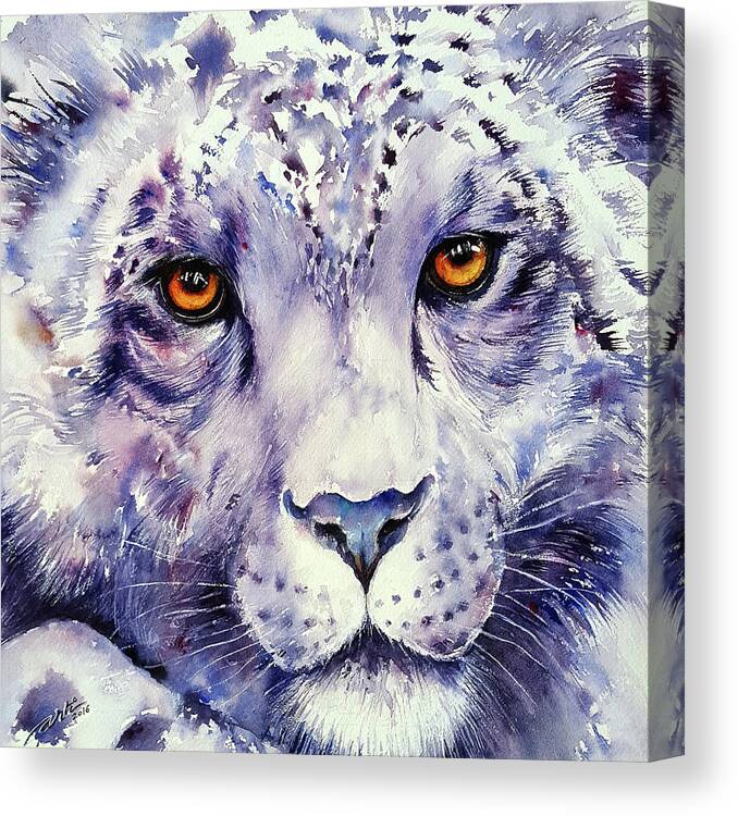 Snow Leopard Canvas Print featuring the painting Snow Leopard by Arti Chauhan