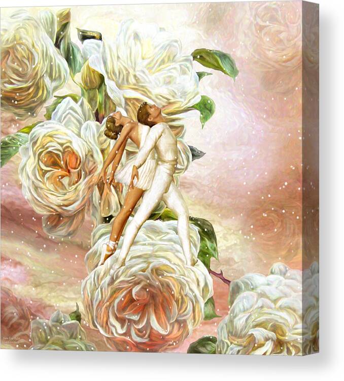 Carol Cavalaris Canvas Print featuring the mixed media Snow Rose Ballet by Carol Cavalaris
