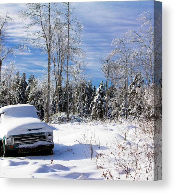Blue Hill Canvas Print featuring the photograph Snow Truck by Darryl Hendricks