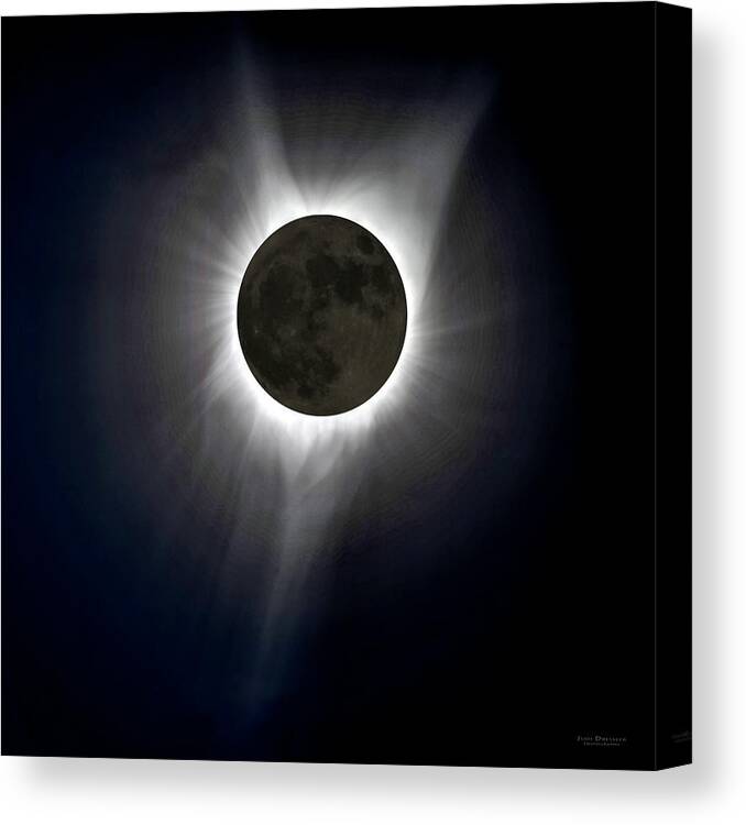 Solar Eclipse Canvas Print featuring the photograph Solar Eclipse Corona by Judi Dressler