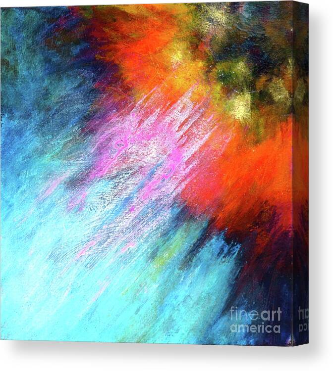 Title: Solar Vibrations. Fantasies In Space. A Series Of Acrylic Paintings On Canvas. Canvas Print featuring the painting Solar Vibrations. acrylic abstract painting by Robert Birkenes