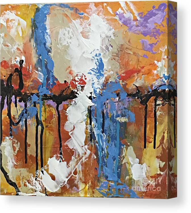 Abstract Art Canvas Print featuring the painting Somewhere Between by Mary Mirabal