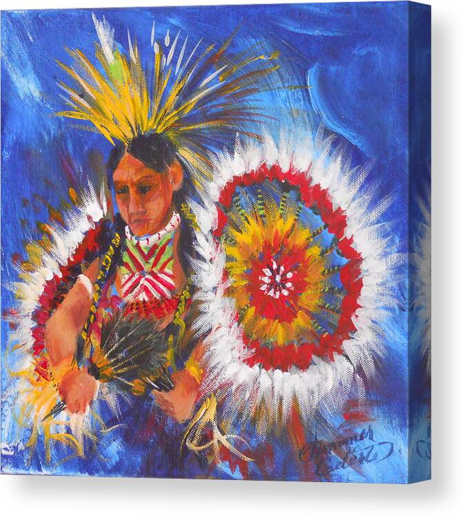 Indian Canvas Print featuring the painting Souix Dancer by Summer Celeste