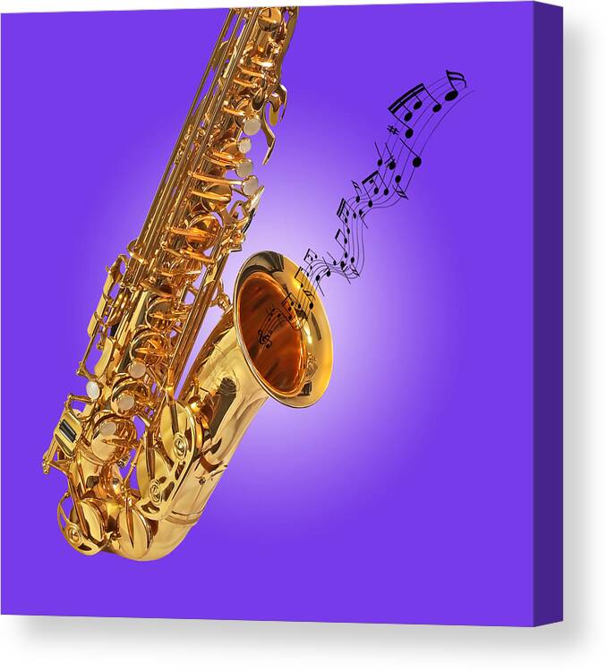 Music Canvas Print featuring the photograph Sounds of the Sax in Purple by Gill Billington