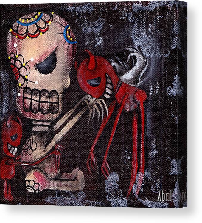 Day Of The Dead Canvas Print featuring the painting Special Friends by Abril Andrade