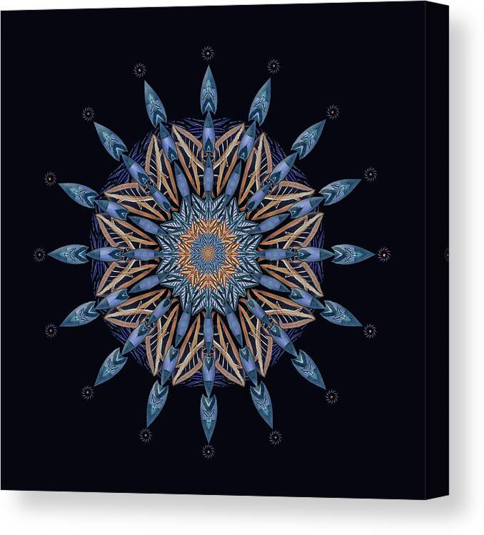 Blue Canvas Print featuring the digital art Sphinx Moth Pattern Mandala by Deborah Smith