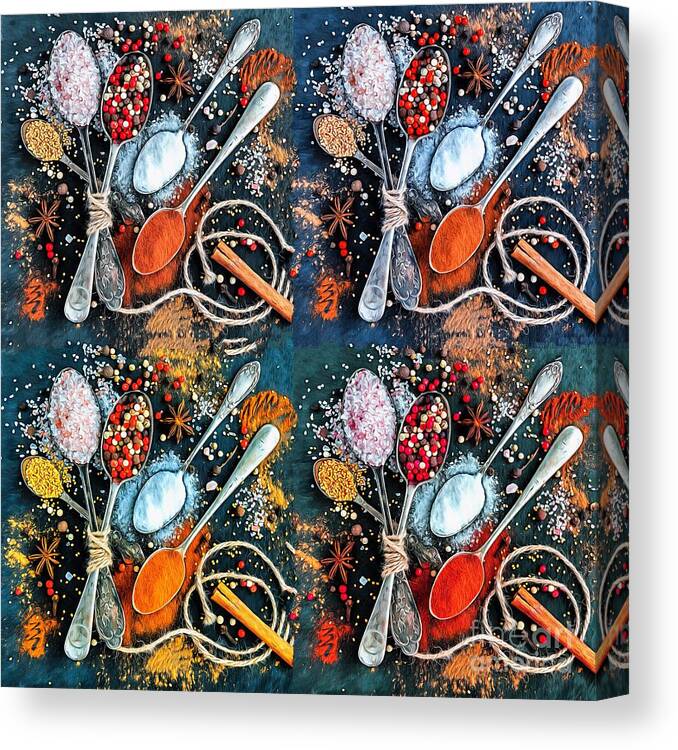 Spoons Canvas Print featuring the photograph Spice Spoon Quadrant I by Jack Torcello