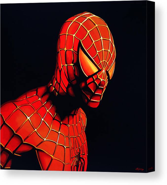 Spiderman Canvas Print featuring the painting Spiderman by Paul Meijering