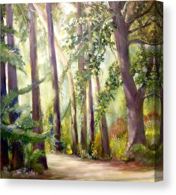 Trees Canvas Print featuring the painting Spirt of the Green Trees by Janet Visser