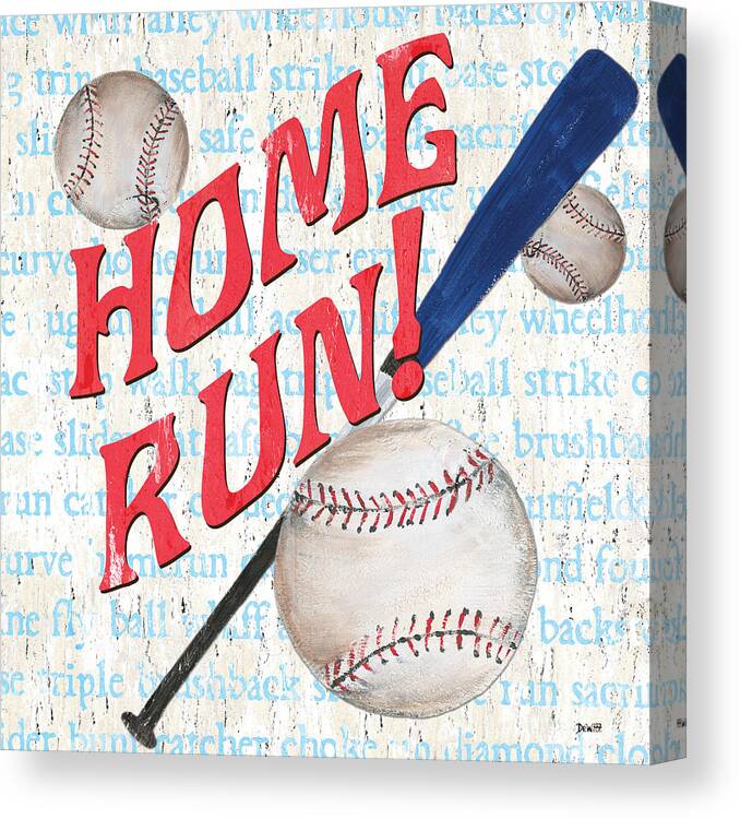 Baseball Canvas Print featuring the painting Sports Fan Baseball by Debbie DeWitt