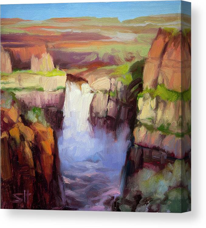 Waterfall Canvas Print featuring the painting Spring at Palouse Falls by Steve Henderson