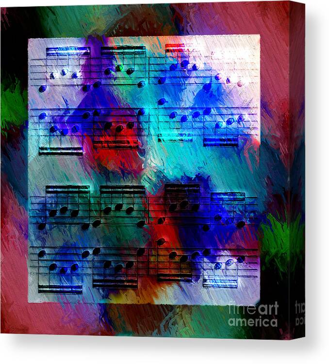 Music Canvas Print featuring the digital art Squarely in Frame - Circular Figures by Lon Chaffin