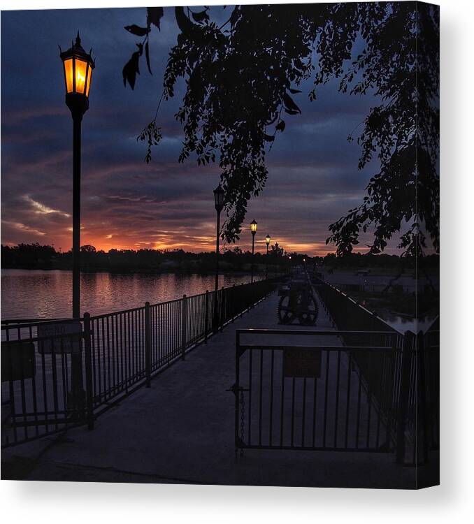 Lake Overholser Canvas Print featuring the photograph Squarely into Sunup by Buck Buchanan
