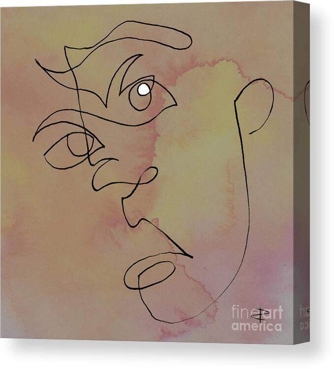Squigglehead With White Highlight Canvas Print featuring the mixed media Squigglehead With White Highlight by Paul Davenport