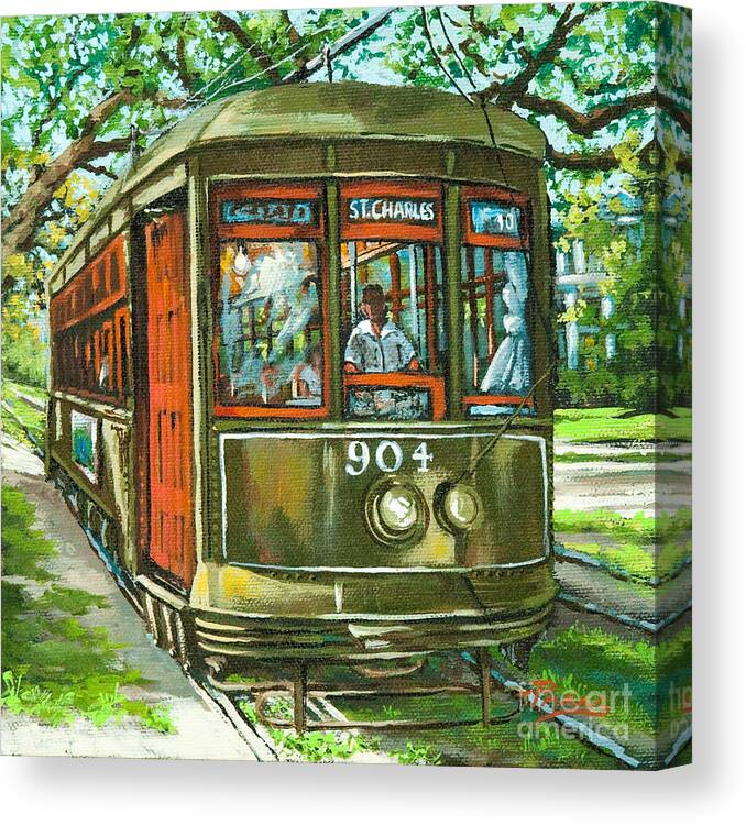 New Orleans Streetcar Canvas Print featuring the painting St. Charles No. 904 by Dianne Parks