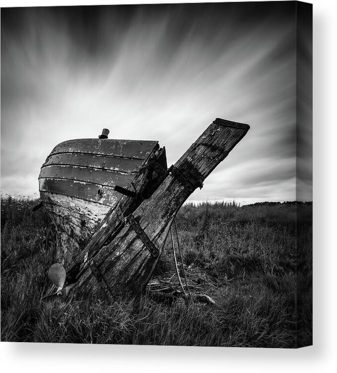 Fishing Boat Canvas Print featuring the photograph St Cyrus Wreck by Dave Bowman