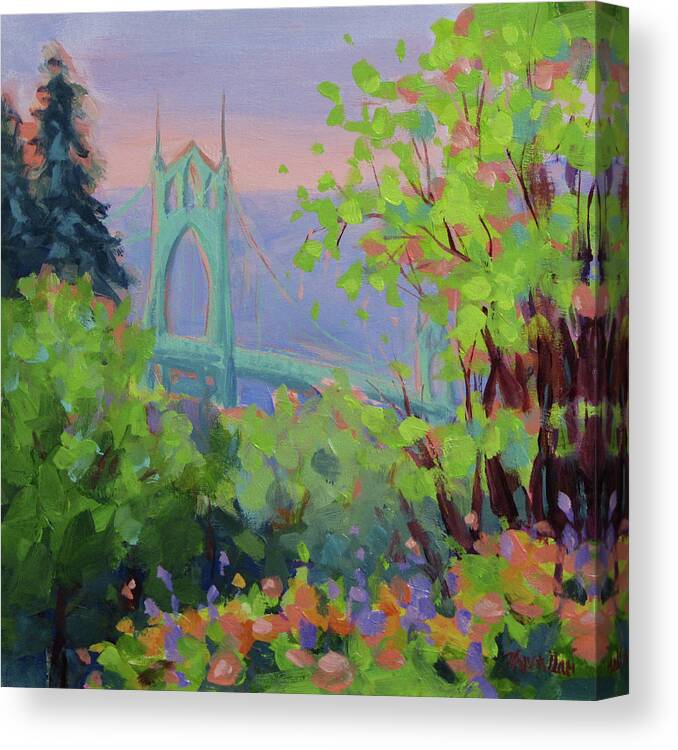 Portland Canvas Print featuring the painting St Johns by Karen Ilari