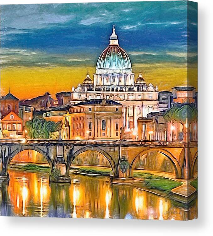 Catholic Canvas Print featuring the digital art St. Peter's Basilica Nbr 4 by Will Barger