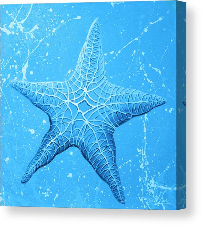 Starfish Canvas Print featuring the painting Starfish in Blue by William Love