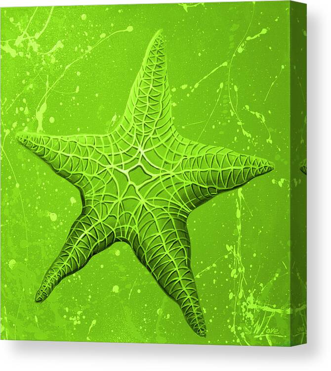 Starfish Canvas Print featuring the painting Starfish in Green by William Love