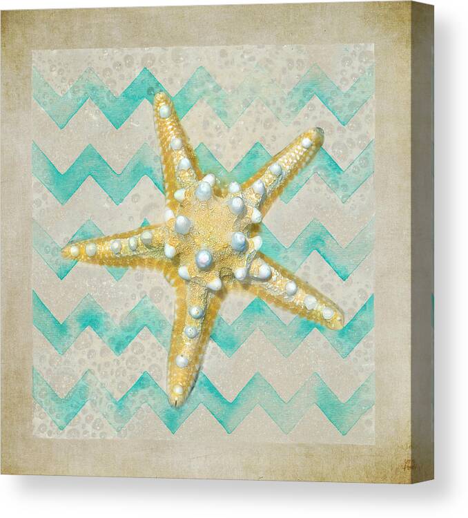 Knobby Starfish Canvas Print featuring the photograph Starfish In Modern Waves by Sandi OReilly