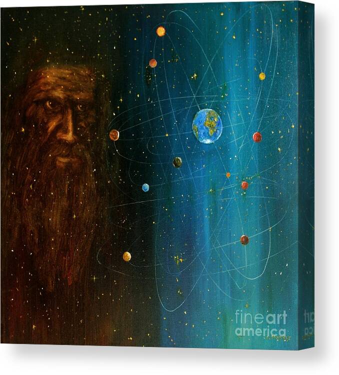 Stargazer Canvas Print featuring the painting Stargazer Galileo by Arturas Slapsys
