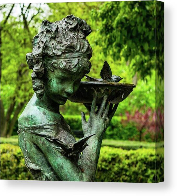 Nycprimeshot Canvas Print featuring the photograph Statue In The Garden #nyc #nikon by AJS Photography