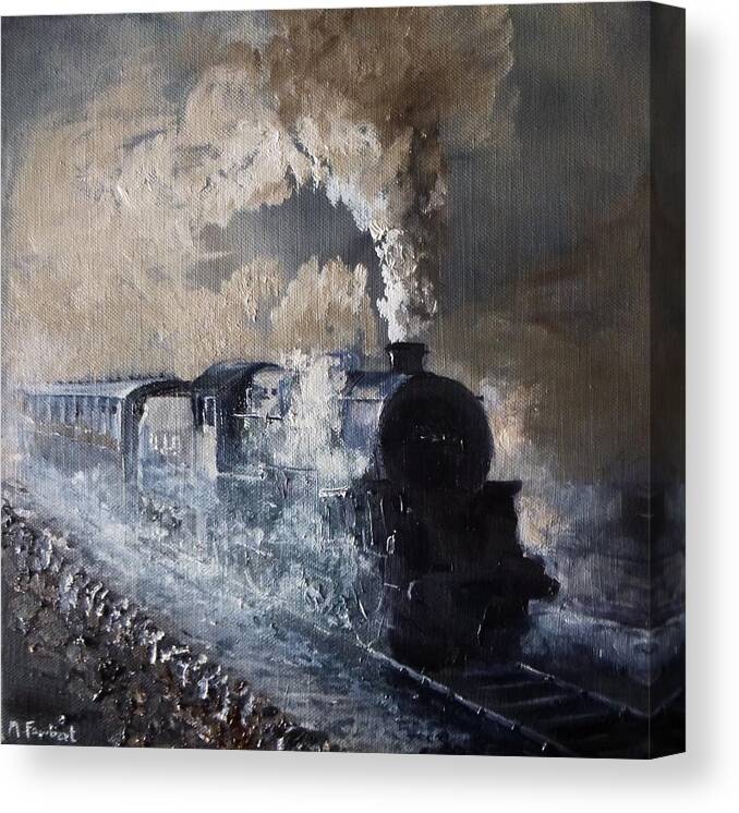 Steam Canvas Print featuring the painting Steam On The Misty Moors by Asa Jones
