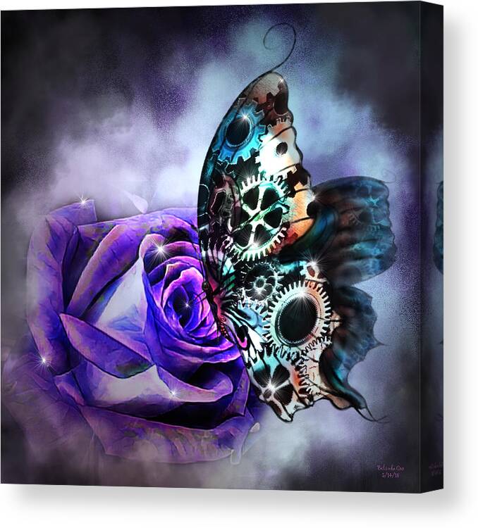 Digital Art Canvas Print featuring the digital art Steel Butterfly by Artful Oasis