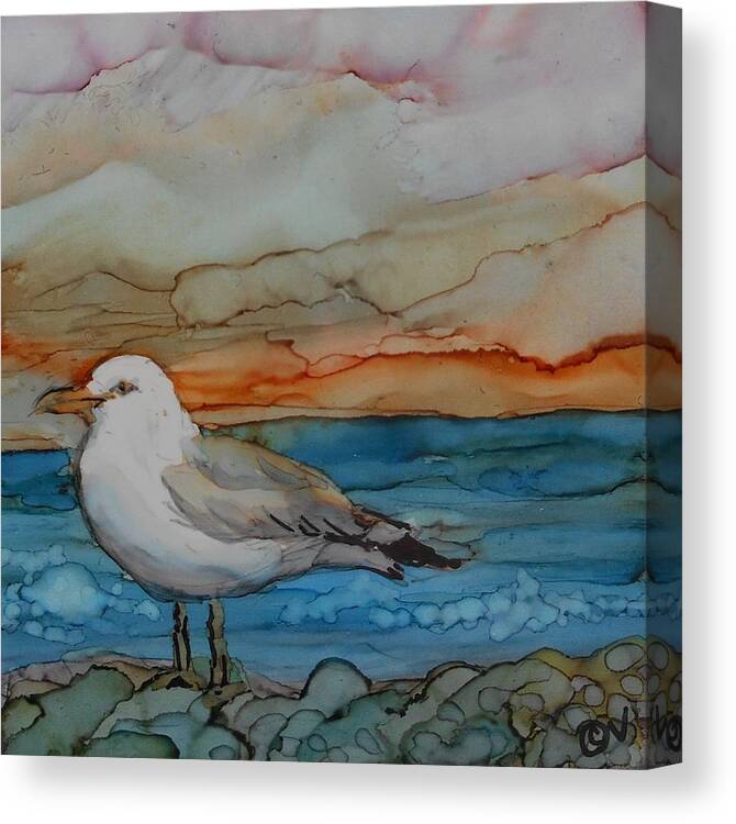 Seagull Canvas Print featuring the painting Steven 252 by Catherine Van Der Woerd