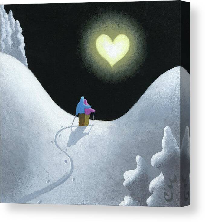 Ski Canvas Print featuring the painting Stillness Speaks by Chris Miles