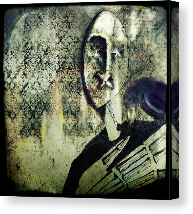 Raven Canvas Print featuring the digital art Stop Talking by Delight Worthyn