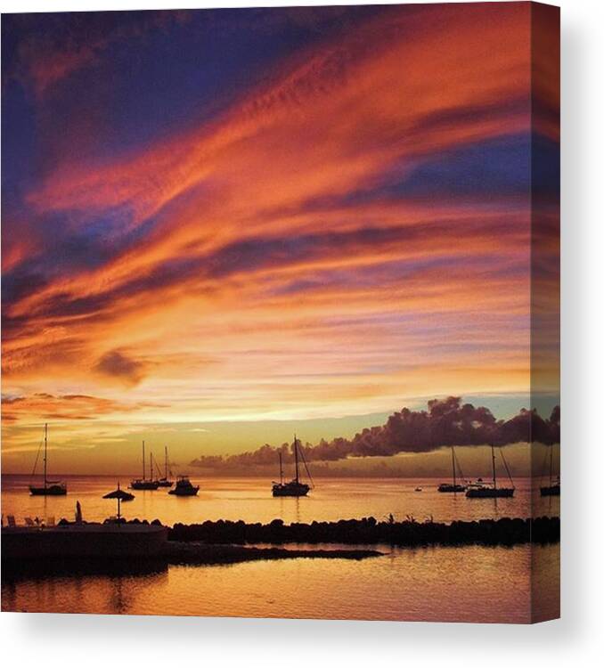 Trinidadandtobago Canvas Print featuring the photograph Store Bay, Tobago At Sunset
#view by John Edwards