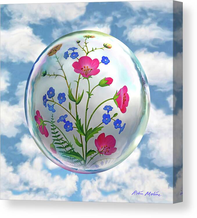  Flower Globe Canvas Print featuring the digital art Storybook Ending by Robin Moline