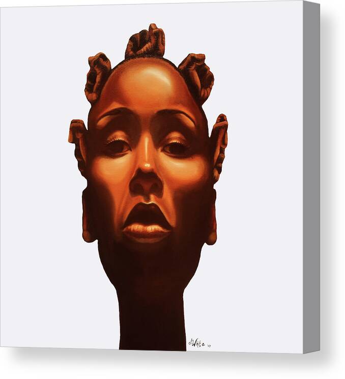 Black Canvas Print featuring the painting Strength in my crown by Jerome White