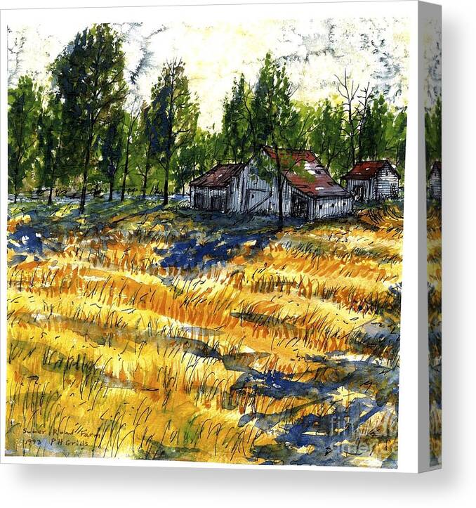 Farm Canvas Print featuring the painting Suber Road Barns by Patrick Grills
