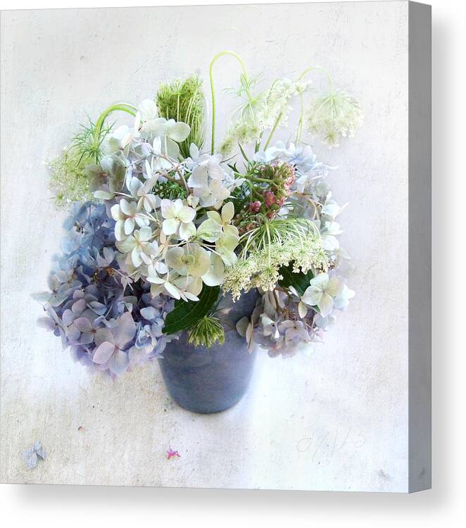 Hydrangea Canvas Print featuring the photograph Summer Bouqet in Blue and White by Louise Kumpf