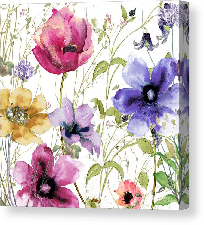 Summer Flowers Canvas Print featuring the painting Summer Diary I by Mindy Sommers