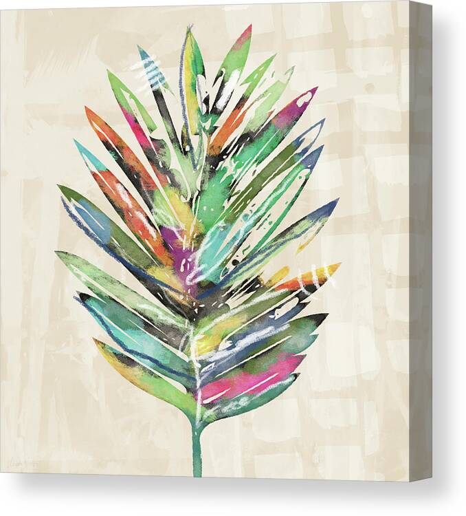 Tropical Canvas Print featuring the mixed media Summer Palm Leaf- Art by Linda Woods by Linda Woods