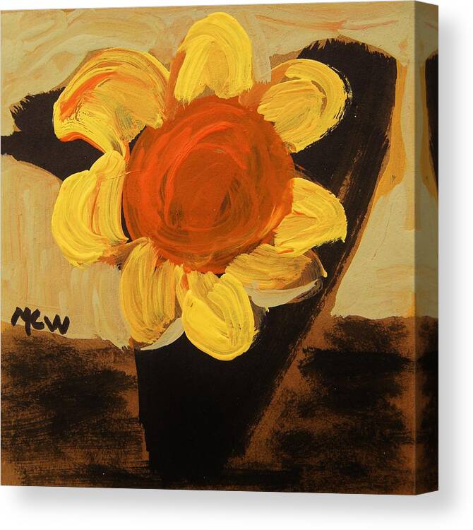 Flower Canvas Print featuring the painting Sunny and Black by Mary Carol Williams