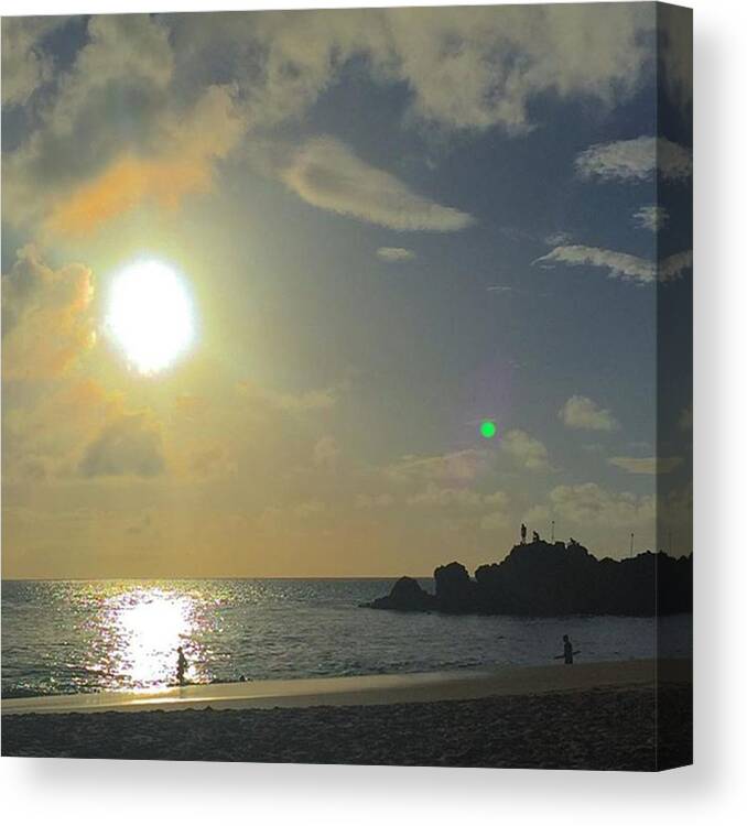 Sheraton Canvas Print featuring the photograph Sunset And Cliff Diving by Joanna S