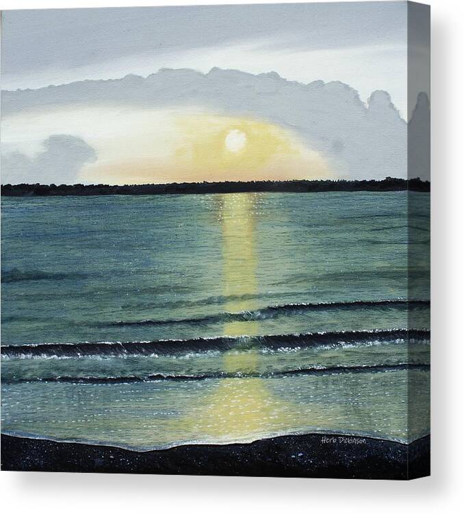 Contemporary Canvas Print featuring the painting Sunset at Hilton Head by Herb Dickinson